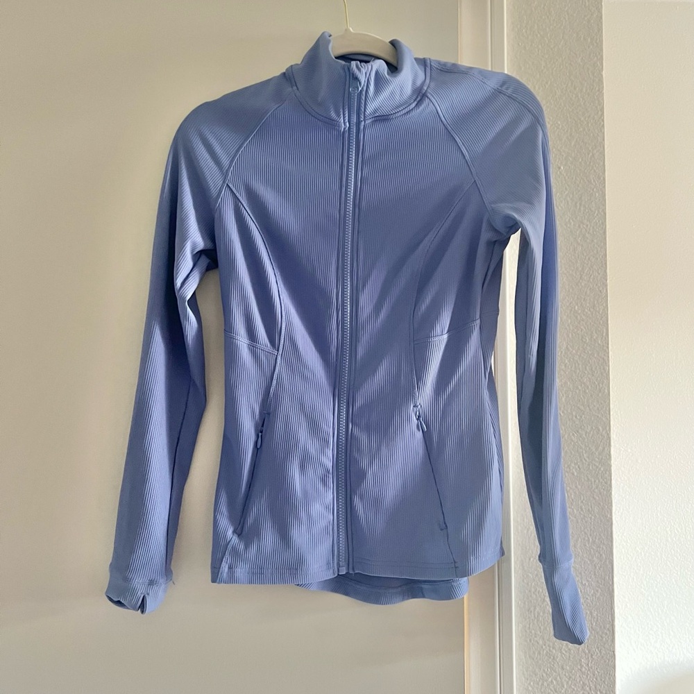 90 Degree Ribbed Jacket Athletic Sporty Fitted Long Sleeve Purple - Picture 2 of 8